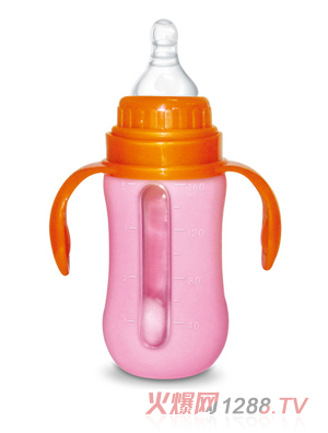 Babykin（貝沁）玻璃加硅膠套標口弧形奶瓶160ml