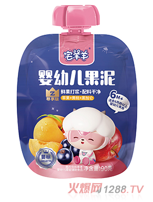 宅羊羊嬰幼兒果泥-蘋(píng)果+黃桃+黑加侖